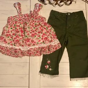 So Cute!! 2 pc outfit Girls pants shirts set Sz 6